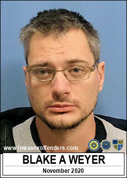 WEYER, BLAKE ANTHONY 916 NEBRASKA ST<br/>SIOUX CITY, Iowa, 51105<br/><span class=text-danger>11/24/2020 05:00 pm</span>